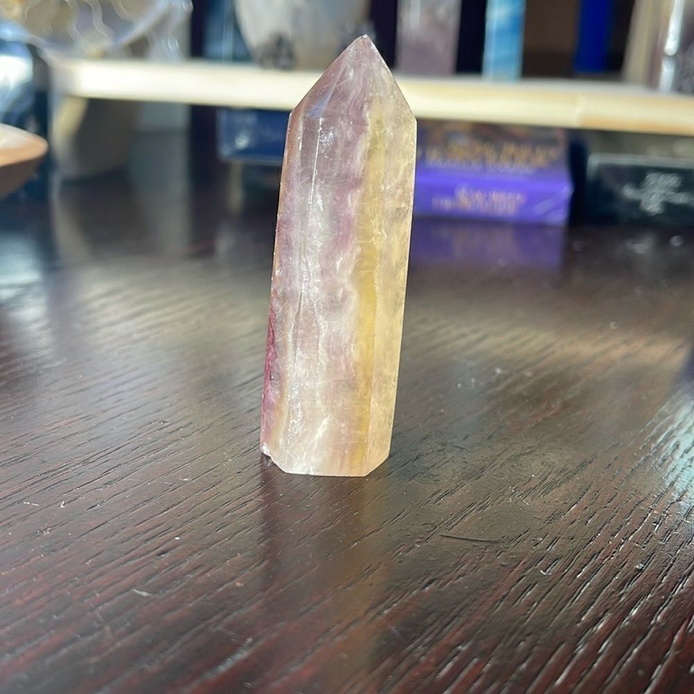 Candy Fluorite Tower Point Tip Damage yellow purple stripes